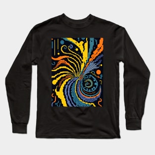 Abstract Colorful Yellow Swirl Long Sleeve T-Shirt